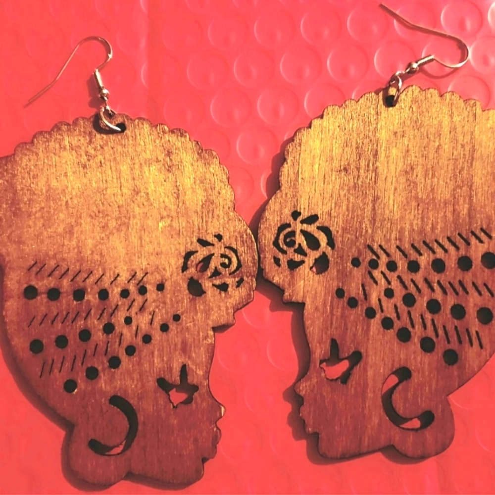 African themed wooden Earrings